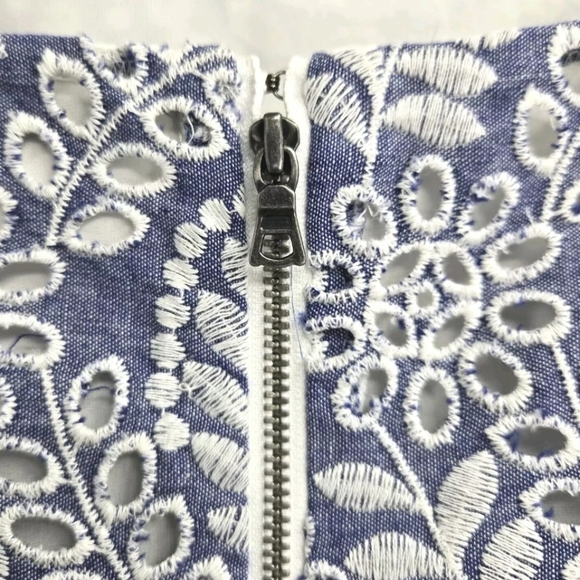 Alice + Olivia Honor Chambray Eyelet Flutter Sleeve Dress - Picture 9 of 13